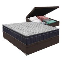 Conjunto Cama Marrom Casal Box Com Baú E Colchão Airtech D45. Conjunto Cama Marrom Casal Box Com Baú E Colchão Airtech D45.