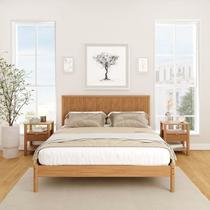 Conjunto Cama Queen com 2 Mesas de Cabeceira Oiti CabeCasa MadeiraOriginals Marrom Conjunto Cama Queen com 2 Mesas de Cabeceira Oiti CabeCasa MadeiraOriginals Marrom