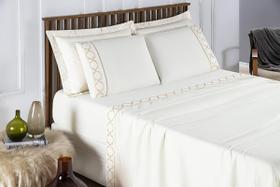 Conjunto Cama Queen Size Madri 300 Fios PALHA - JM Enxovais