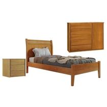 Conjunto Cama Solteiro 90cm Esmeralda, Cômoda 5 Gavetas Unique e Mesa de Cabeceira Unique Conjunto Cama Solteiro 90cm Esmeralda, Cômoda 5 Gavetas Unique e Mesa de Cabeceira Unique