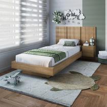 Conjunto Cama Solteiro com Cabeceira e Mesa de Apoio Zurique CJ074 Art in Móveis
