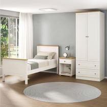 Conjunto Cama Solteiro Guarda-Roupa 2 Portas Mesa de Cabeceira Ananda CabeCasa MadeiraOriginals