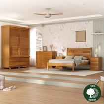 Conjunto Cama Veneziana, 2 Mesas de Cabeceiras Dubai, Cômoda Sapateira e Guarda-Roupa Veneziana Marrom/Mogno Mel Conjunto Cama Veneziana, 2 Mesas de Cabeceiras Dubai, Cômoda Sapateira e Guarda-Roupa Veneziana Marrom/Mogno Mel