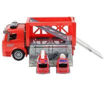 Conjunto Caminhões de Bombeiro c/ + 2 mini caminhões som, luz Brinquedo Infantil