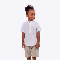 Conjunto Camisa Bata Manga Curta e Bermuda Bege Infantil Menino Vigat 3961