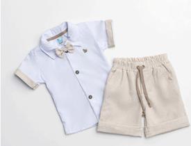 Conjunto Camisa Bermuda Batizado Menino Verão D'Tuiá 60234