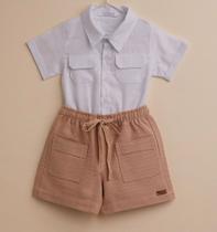 CONJUNTO CAMISA BODY E SHORTS MUNDOTINY Cor:Branco/BegeTamanho:M CONJUNTO CAMISA BODY E SHORTS MUNDOTINY Cor:Branco/BegeTamanho:M