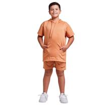 Conjunto camisa canguru e shorts moletinho infantil