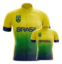 Conjunto Camisa Ciclismo Brasil Pai E Filho Esportiva Uv Mtb