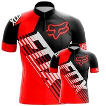 Conjunto Camisa Ciclismo Fox Vermelha Pai E Filho Esportiva Uv Mtb Conjunto Camisa Ciclismo Fox Vermelha Pai E Filho Esportiva Uv Mtb