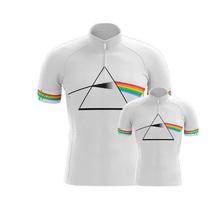 Conjunto Camisa Ciclismo Pink Floyd Branco Pai E Filho Esportiva Bike Uv Mtb
