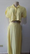 Conjunto camisa cropped e saia longa - Amarelo 38 Conjunto camisa cropped e saia longa - Amarelo 38