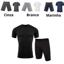 conjunto camisa e bermuda térmica masculina segunda pele proteção UV TB moda fitness
