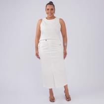 Conjunto camisa e saia plus size com bolso flap saia longa fem Conjunto camisa e saia plus size com bolso flap saia longa fem