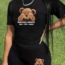 Conjunto Camisa e Shorts Surprise Moment Feminino Verão Kit Roupa Feminina Blusa e Shorts Leve Casual Conjunto Camisa e Shorts Surprise Moment Feminino Verão Kit Roupa Feminina Blusa e Shorts Leve Casual