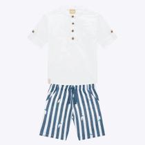 Conjunto Camisa Manga Curta e Bermuda Listrada Infantil Menino Milon 2000590 Conjunto Camisa Manga Curta e Bermuda Listrada Infantil Menino Milon 2000590