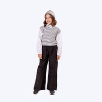 Conjunto Camisa Manga Longa Com Colete E Calça Preta Infantil Menina Vigat 7003 Branco