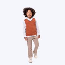 Conjunto Camisa Manga Longa com Colete e Calça Sarja Infantil Menino Vigat 3020