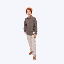 Conjunto Camisa Manga Longa E Calça Sarja Infantil Menino Vigat 3023 Cinza