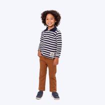 Conjunto Camisa Manga Longa Listrada e Calça Sarja Infantil Menino Vigat 3012