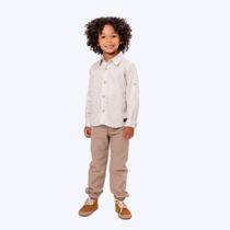 Conjunto Camisa Manga Longa Social E Calça Sarja Infantil Menino Vigat 3008 Offwhite