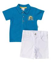 Conjunto Camisa Menino + Bermuda Linho 100% Algodão - Anjos Baby