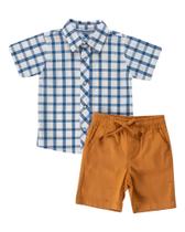 Conjunto Camisa Menino + Bermuda Sarja 100% Algodão - Anjos Baby