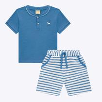 Conjunto Camisa Polo e Bermuda Listrada Infantil Masculino Milon 2000183