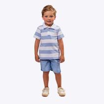 Conjunto Camisa Polo Listrada e Bermuda Jeans Infantil Menino Vigat 3979