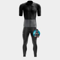 Conjunto Camisa Premium Masculina de Ciclismo Calça Gel Bolsos Ziper total Proteção Uv Conjunto Camisa Premium Masculina de Ciclismo Calça Gel Bolsos Ziper total Proteção Uv