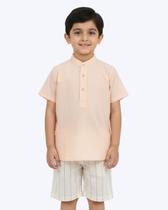 Conjunto Camisa Salmão e Bermuda Listrada Infantil Masculino Vigat 3098 Conjunto Camisa Salmão e Bermuda Listrada Infantil Masculino Vigat 3098