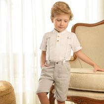 Conjunto Camisa + Shorts Suspensório Menino Paraiso Rf 14056