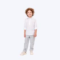 Conjunto Camisa Social Branca E Calça Sarja Cinza Infantil Menino Vigat 3025 Branco