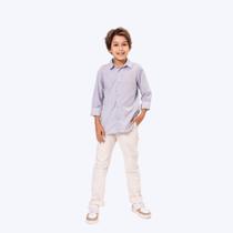 Conjunto Camisa Social Manga Longa E Calça Sarja Infantil Menino Vigat 3027 Cinza