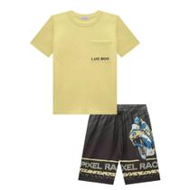 Conjunto camiseta algodão bermuda nylon elastano luc.boo