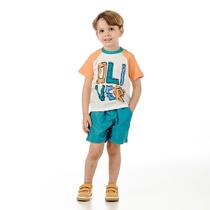 conjunto camiseta algodão shorts estampado Oliver azul