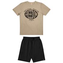 Conjunto Camiseta Algodão shorts moletom Teen Kids Menino