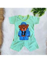 Conjunto Camiseta + Bermuda Bebê Menino Estampa Ursinho RN a 03 Meses - Conjunto Camiseta + Bermuda Bebê Menino Estampa Ursinho RN a 03 Meses -