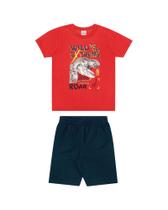 Conjunto Camiseta Bermuda Infantil Dinossauro Confortável