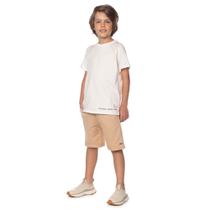 Conjunto camiseta bermuda moletinho bege lik boys