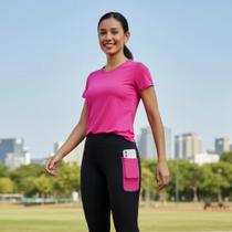 Conjunto CAMISETA Blusinha DRY + CALÇA LEGGING BOLSOS Femininos Academia Fitness Furadinho 628