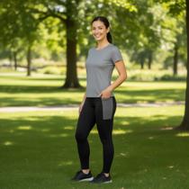 Conjunto CAMISETA Blusinha DRY + CALÇA LEGGING BOLSOS Femininos Academia Fitness Furadinho 628