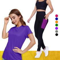 Conjunto CAMISETA Blusinha DRY FIT + CALÇA LEGGING BOLSOS Femininos Academia Fitness Furadinho 628 Conjunto CAMISETA Blusinha DRY FIT + CALÇA LEGGING BOLSOS Femininos Academia Fitness Furadinho 628