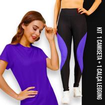 Conjunto camiseta Blusinha DRY FIT furadinho + Calça LEG LEGGING REDINHA Feminino Academia 627