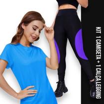 Conjunto camiseta Blusinha DRY FIT furadinho + Calça LEG LEGGING REDINHA Feminino Academia 627