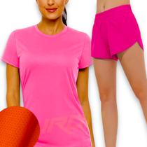 Conjunto Camiseta Blusinha DRY + Short TACTEL Academia Corrida Yoga 637