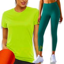 Conjunto Camiseta BLUSINHA MALHA FRIA POLIAMIDA + Calça Legging BÁSICA COLORIDA Leg Suplex 582