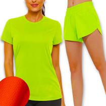 Conjunto Camiseta Blusinha MALHA FRIA POLIAMIDA + Short TACTEL Academia Yoga Corrida 559