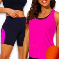 Conjunto Camiseta Blusinha Regata DRY + Short Leg Legging REDINHA Corrida Academia 633