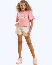Conjunto Camiseta Boxy Over em Meia Malha e Shorts em Sarja com Elastano Juvenil Feminino Vic&Vicky 85193